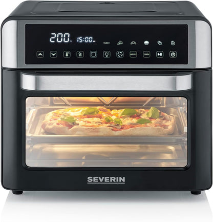 SEVERIN Mini-Four Air Chaud 12-en-1 25L Noir/Inox 2200W Écran Tactile TO9579