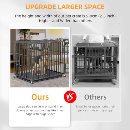 BingoPaw cage chien XXL 117x96x84cm métal avec roulettes, 3 portes, plateau amovible