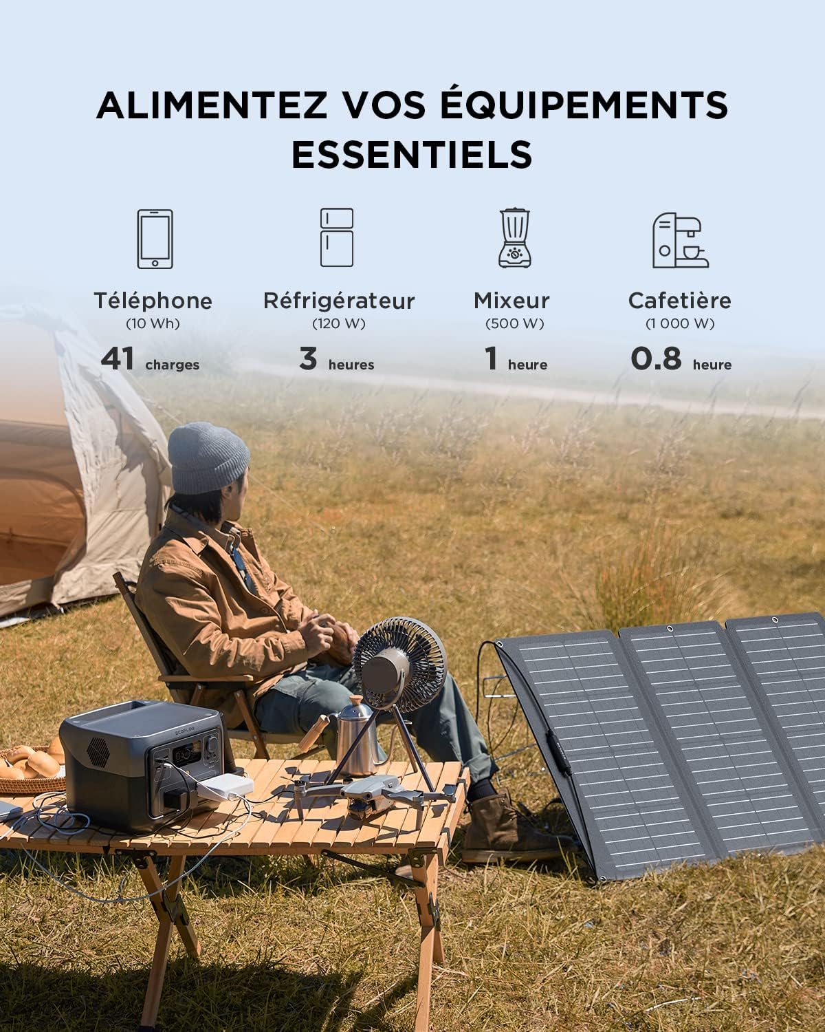 ECOFLOW RIVER 2 MAX + panneau solaire 160W, 1000W, reconditionné, emballage marqué