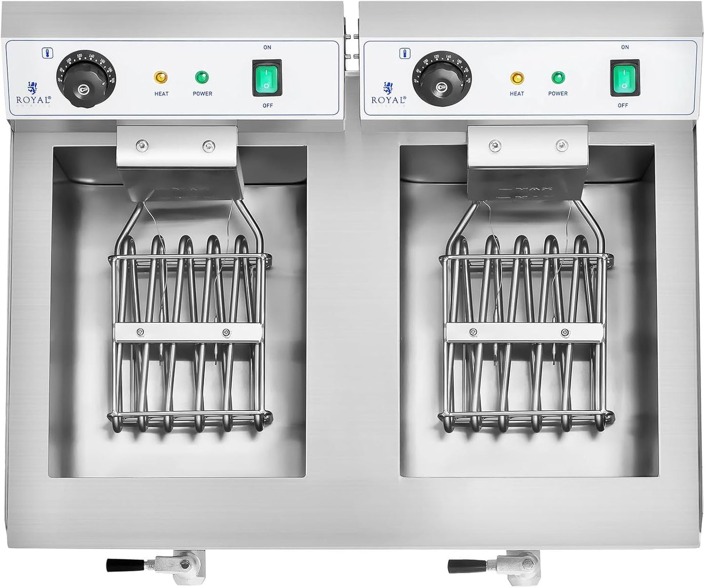 Royal Catering friteuse électrique 2x3200W, 2x12L huile, pro, inox, robinets