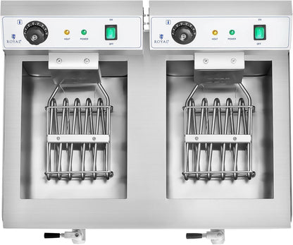 Royal Catering friteuse électrique 2x3200W, 2x12L huile, pro, inox, robinets