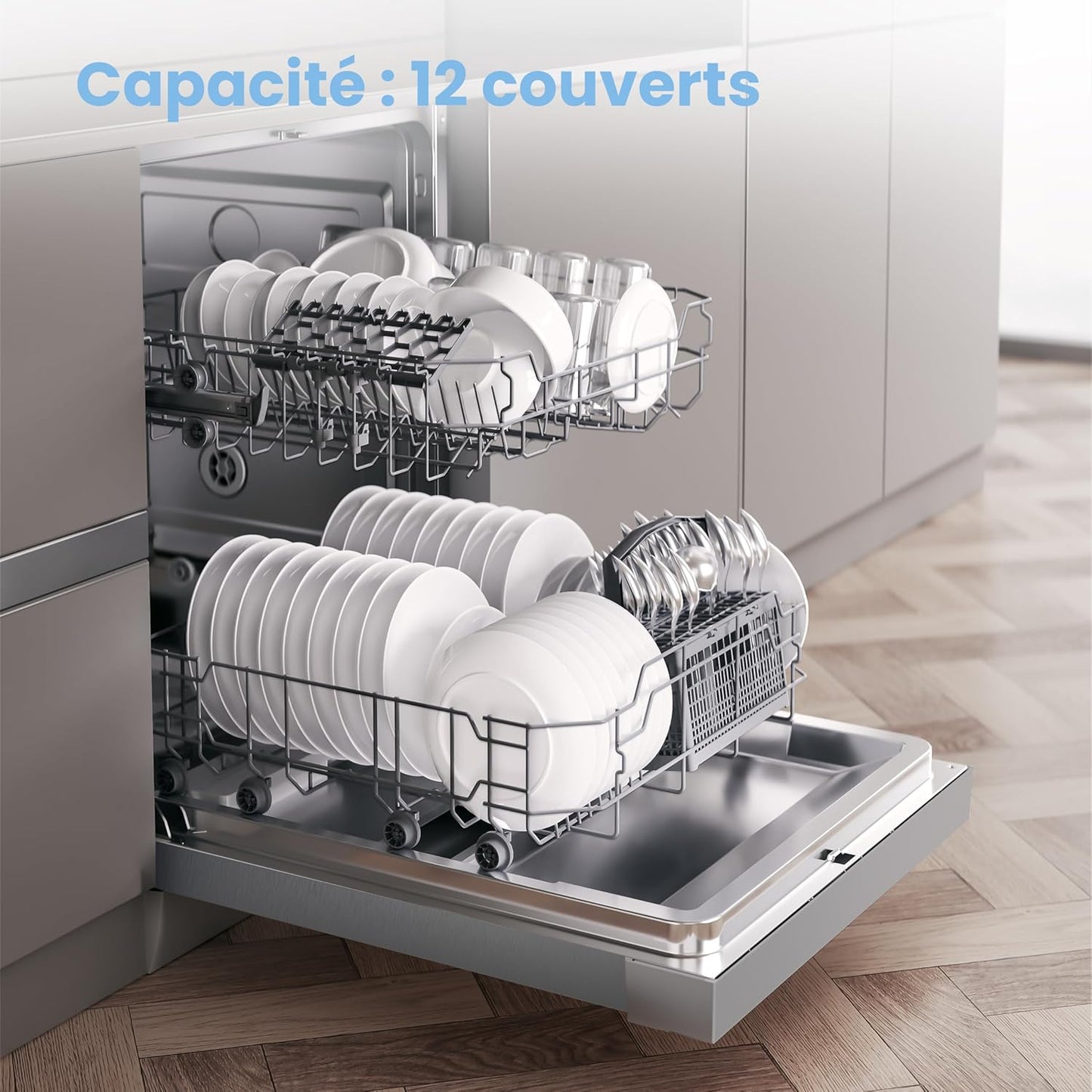 COMFEE' Lave-vaisselle 60cm 12 couverts, demi-charge, départ différé, inox