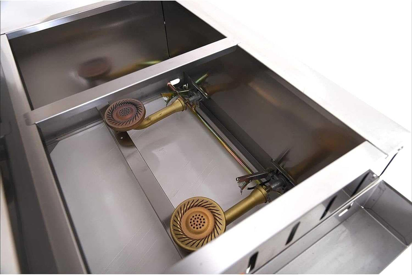 Friteuse à gaz commerciale 2x20L inox, température réglable pour maison/pro