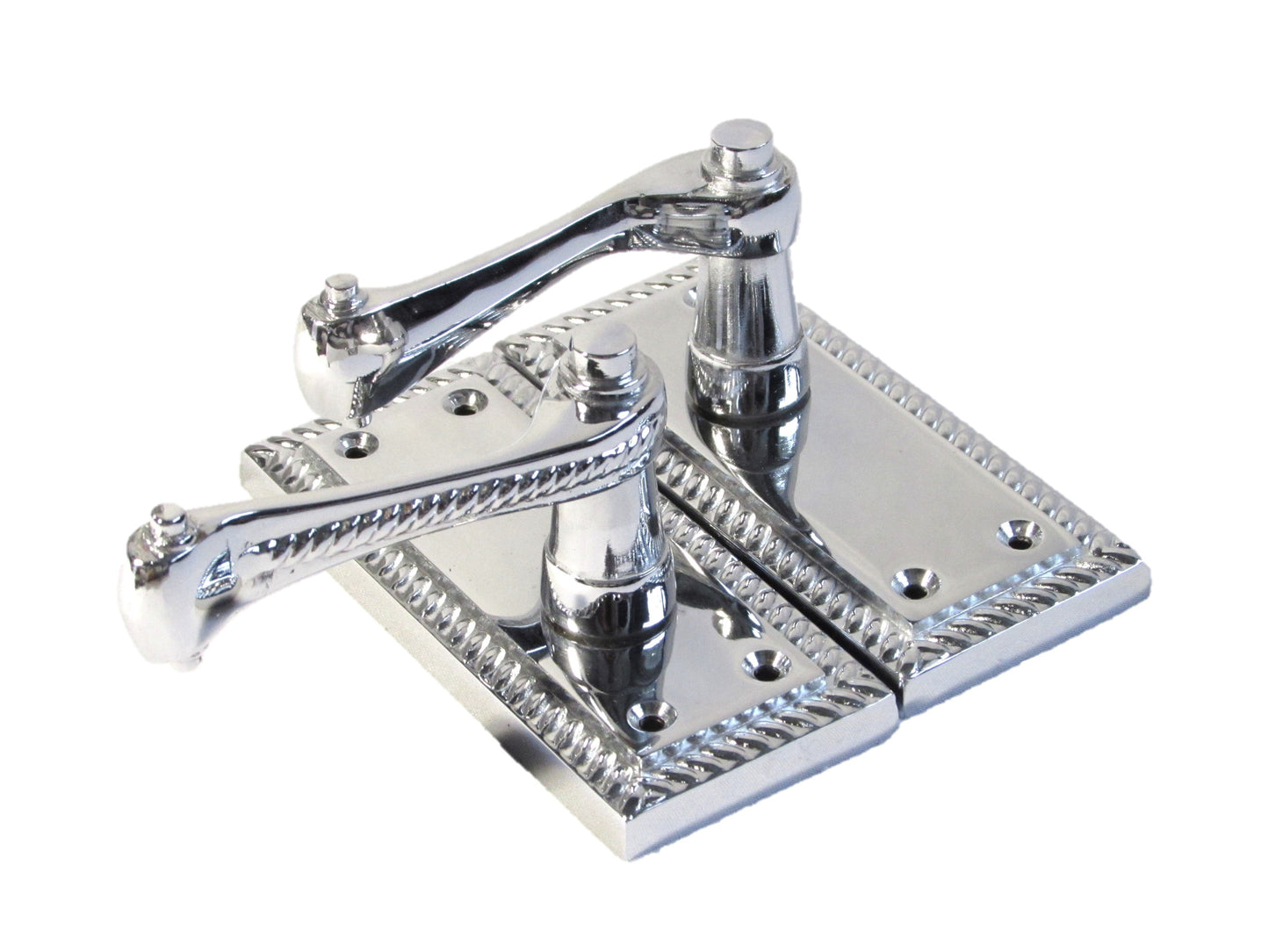 Poignées de porte à levier style géorgien avec bord cordé - Chrome 110 mm x 50 mm