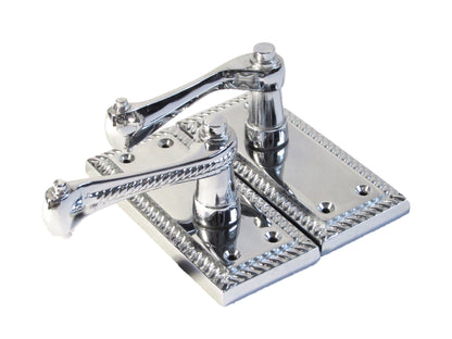 Poignées de porte à levier style géorgien avec bord cordé - Chrome 110 mm x 50 mm
