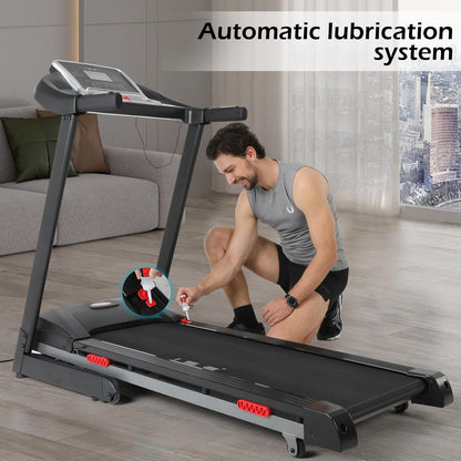 ISE tapis de course pliable 735W, LCD, 16km/h, Bluetooth, marche/course