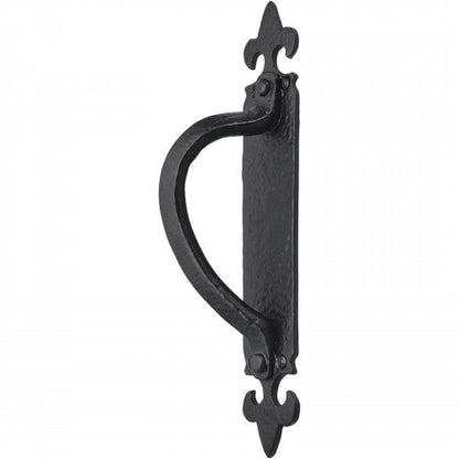 Poignées de porte en fonte noire antique, style rosace, fixations, pour portail, abri de jardin