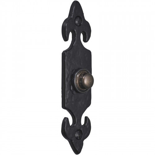 Sonnette de porte en fonte noire 120 mm x 30 mm Fleur de Lys Country Cottage Anneau avant