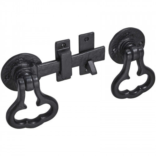 Loquet de portail à anneau noir antique 152 mm Old Hill Ironworks Garden Cottage + fixations 