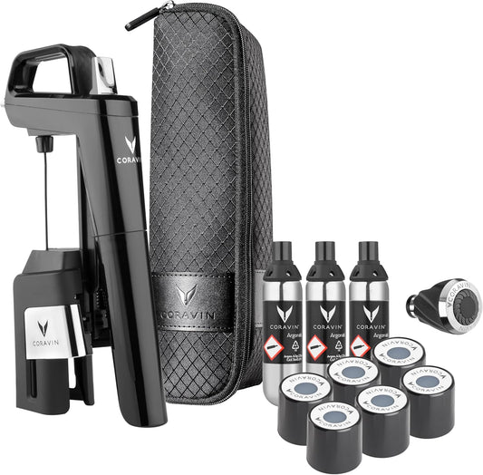 Coravin Timeless Six+ préservation vin, aérateur, housse de voyage, noir piano