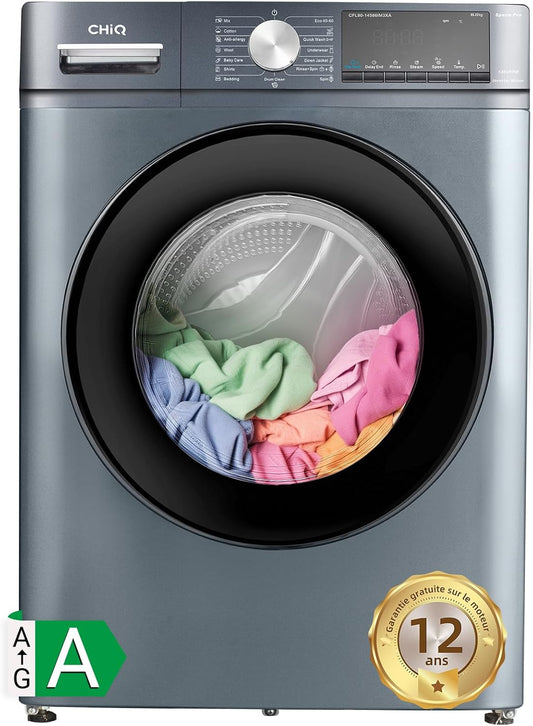 CHiQ lave-linge CFL80-14586IM3XA 8kg, moteur inverter, IA, vapeur, 1400tr/min