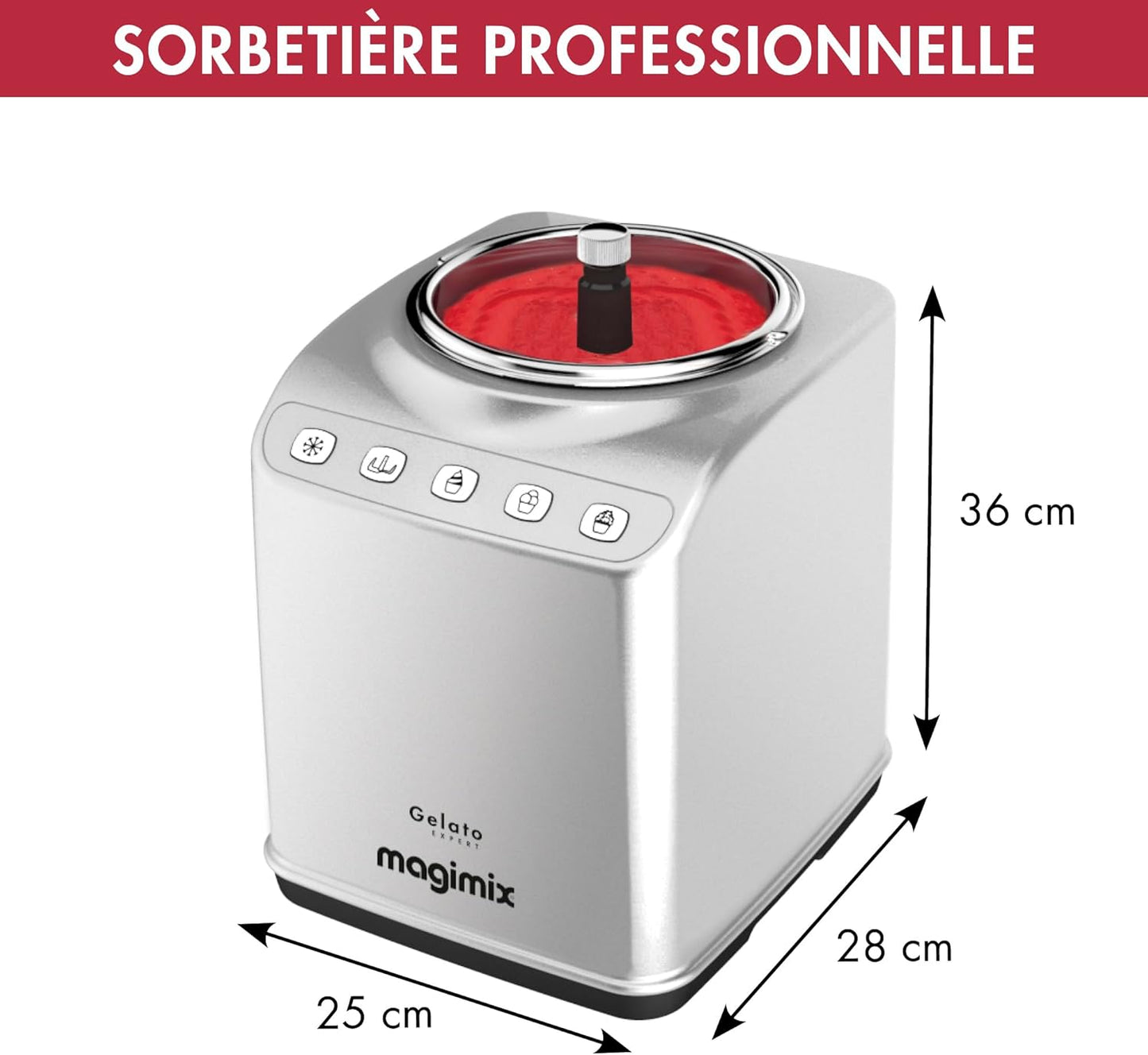 Magimix Gelato Expert sorbetière 11680, turbine pro, granité/glace italienne