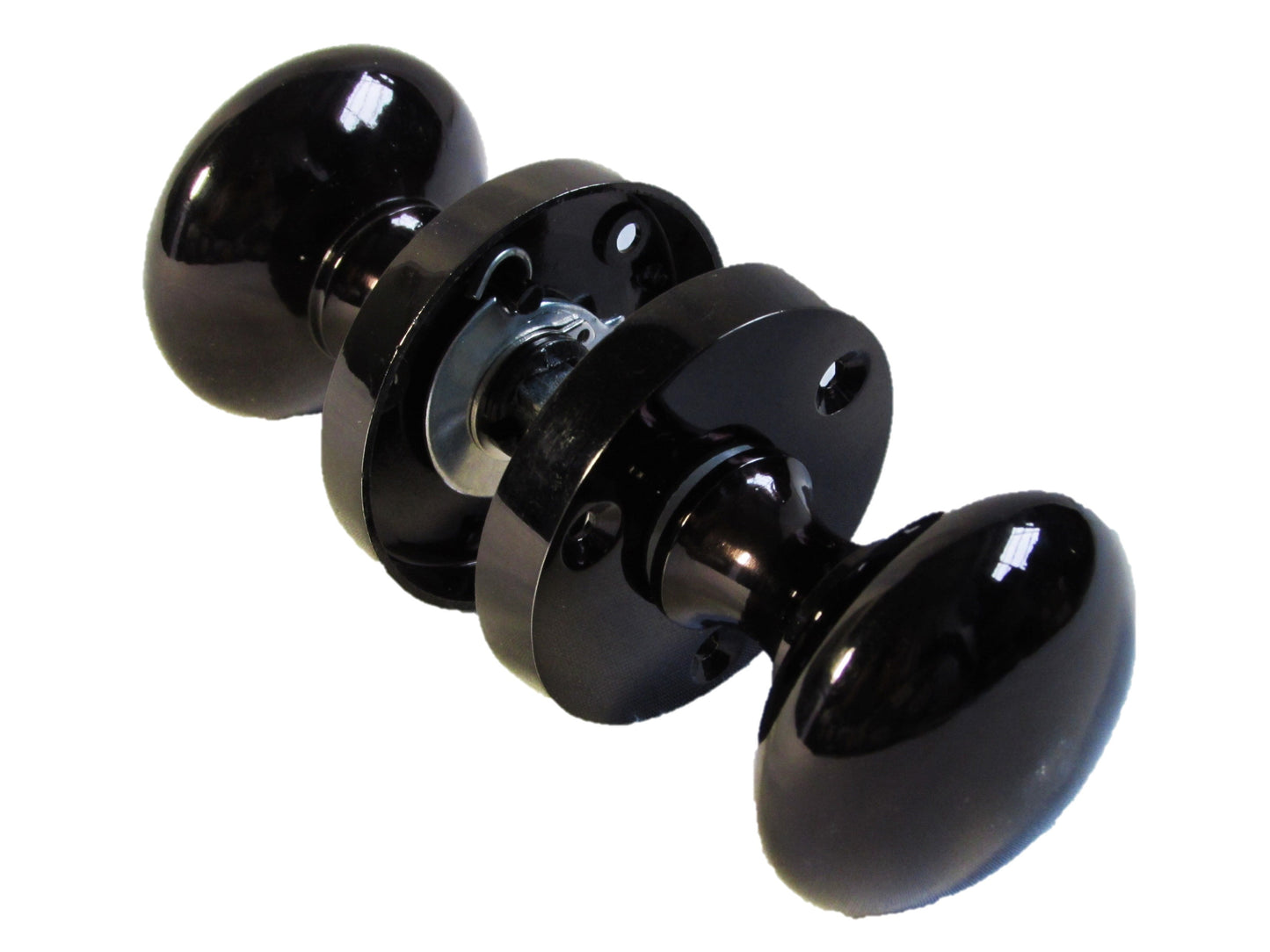 Boutons de porte ronds victoriens à mortaise à ressort - Loquet en nickel noir 56 mm