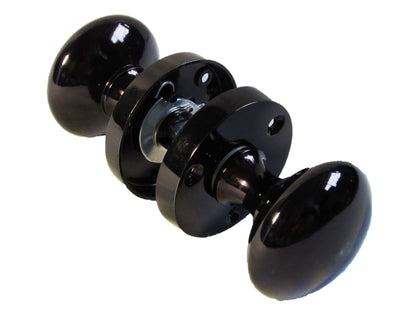 Boutons de porte ronds victoriens à mortaise à ressort - Loquet en nickel noir 56 mm