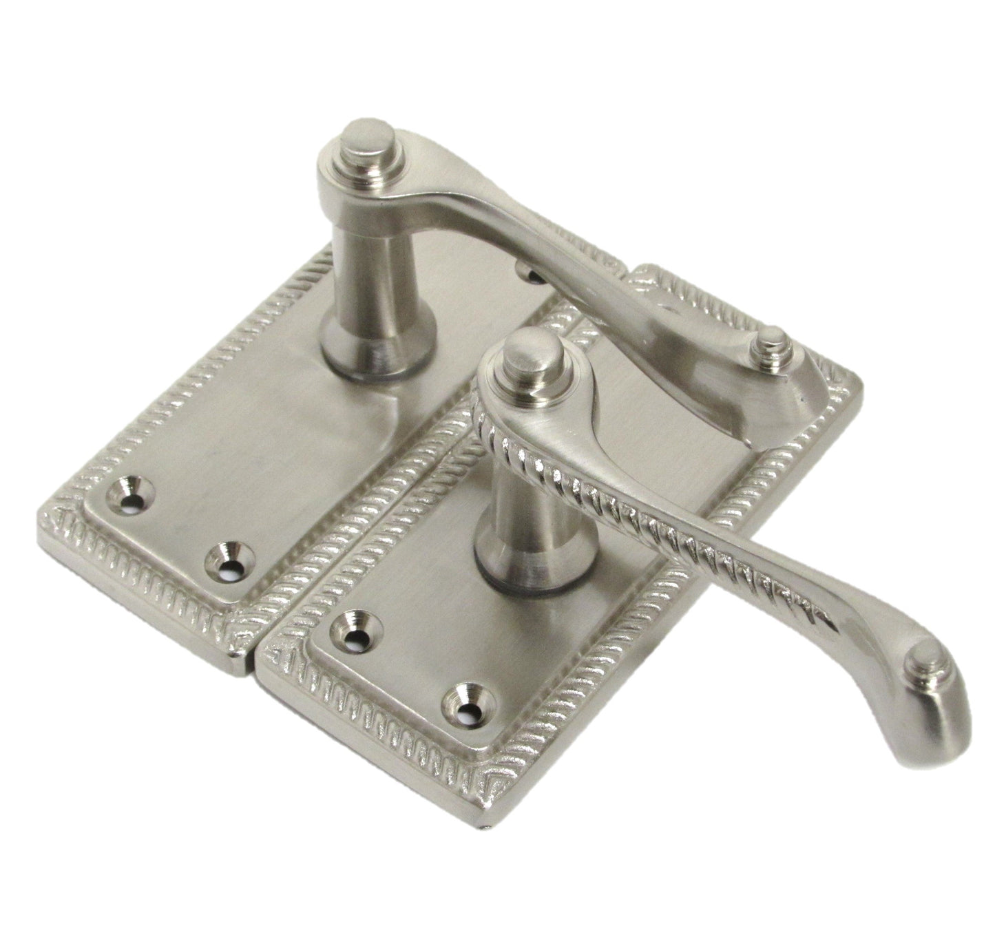 Poignées de porte à levier style géorgien, bord cordé - Satin 110 mm x 50 mm