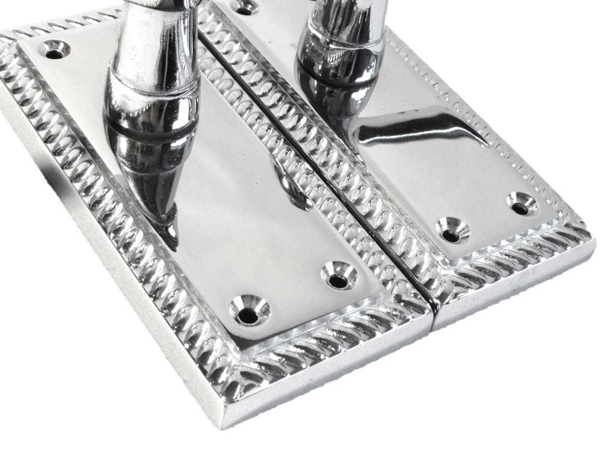 Poignées de porte à levier style géorgien avec bord cordé - Chrome 110 mm x 50 mm