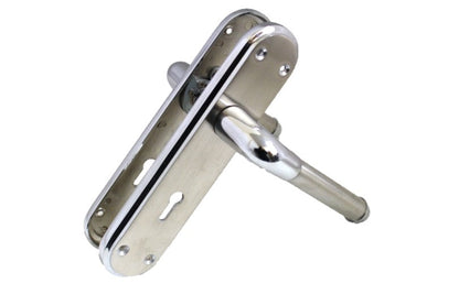 Poignée de porte Marina à levier de verrouillage bicolore - Chrome et satin