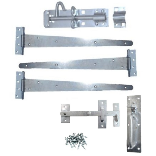 Kit de fixation pour portail latéral de jardin, 3 charnières en T, loquet Suffolk, jeu de boulons Brenton, zinc