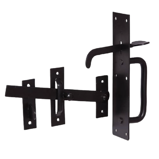 Loquet de porte de jardin Suffolk noir avec serrure à pouce pour abri de jardin