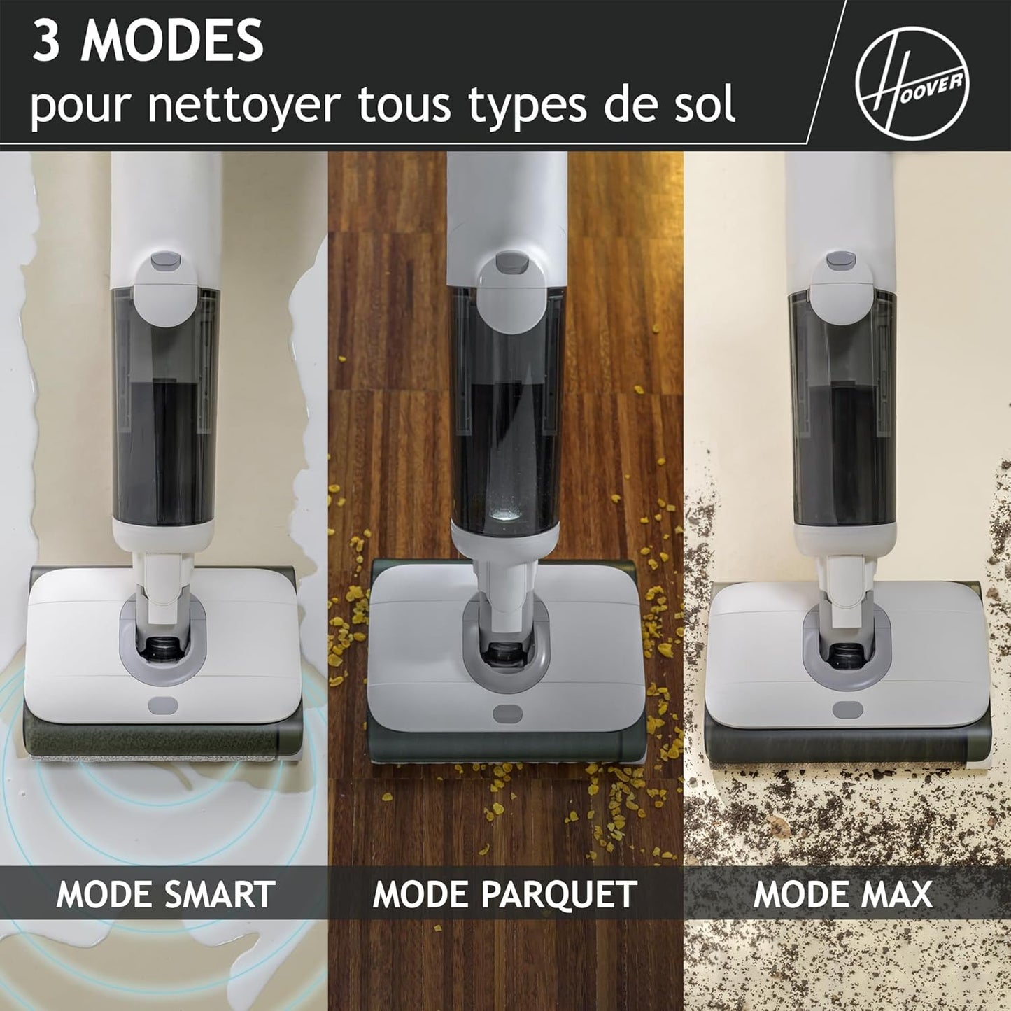 Hoover HW500 aspirateur sans fil laveur 230W, rouleaux, détection, auto-nettoyage