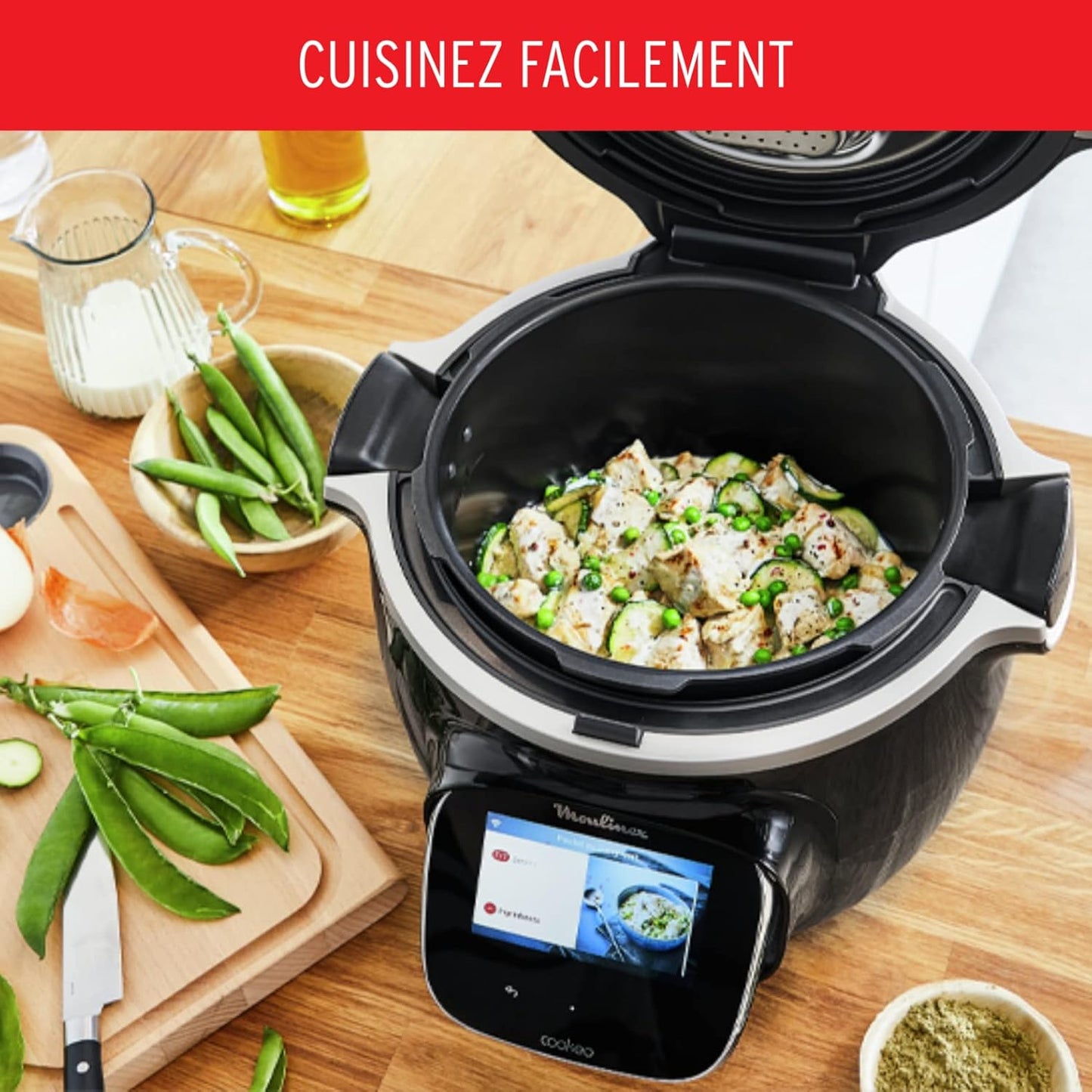 Moulinex Cookeo Touch Wifi multicuiseur 6L, 250 recettes, écran/app CE902800