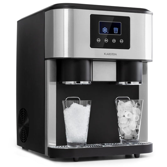 Klarstein machine glaçons 1.8L, 15kg/jour, concassés ou balles, alarme, nettoyage facile