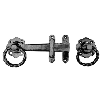 Loquet de portail à anneau torsadé rond noir antique 200 mm Garden Cottage 