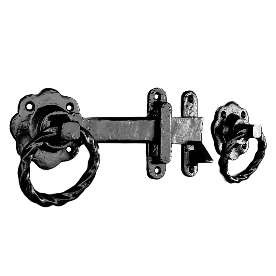 Loquet de portail à anneau torsadé rond noir antique 200 mm Garden Cottage 