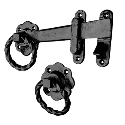 Loquet de portail à anneau torsadé rond noir antique 200 mm Garden Cottage 