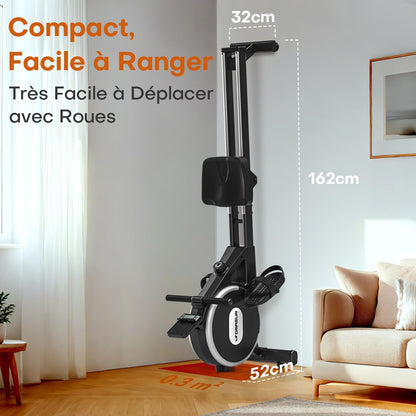 DMASUN rameur magnétique, 16 niveaux, double rail, silencieux, app, max 160kg