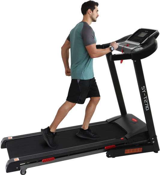 ISE tapis de course pliable 735W, LCD, 16km/h, Bluetooth, marche/course