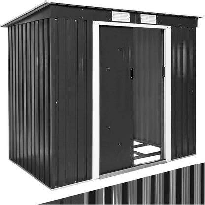 Tectake abri jardin métal 213x130x173cm monopente avec fondation, outils/moto