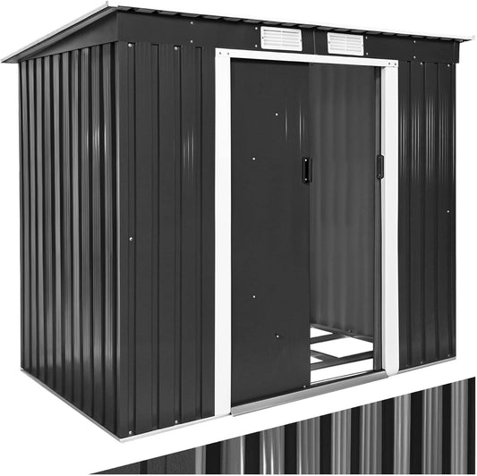 Tectake abri jardin métal 213x130x173cm monopente avec fondation, outils/moto