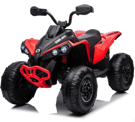 FINOOS quad électrique enfant Can-am 4x4, 24V, LED, EVA, rouge