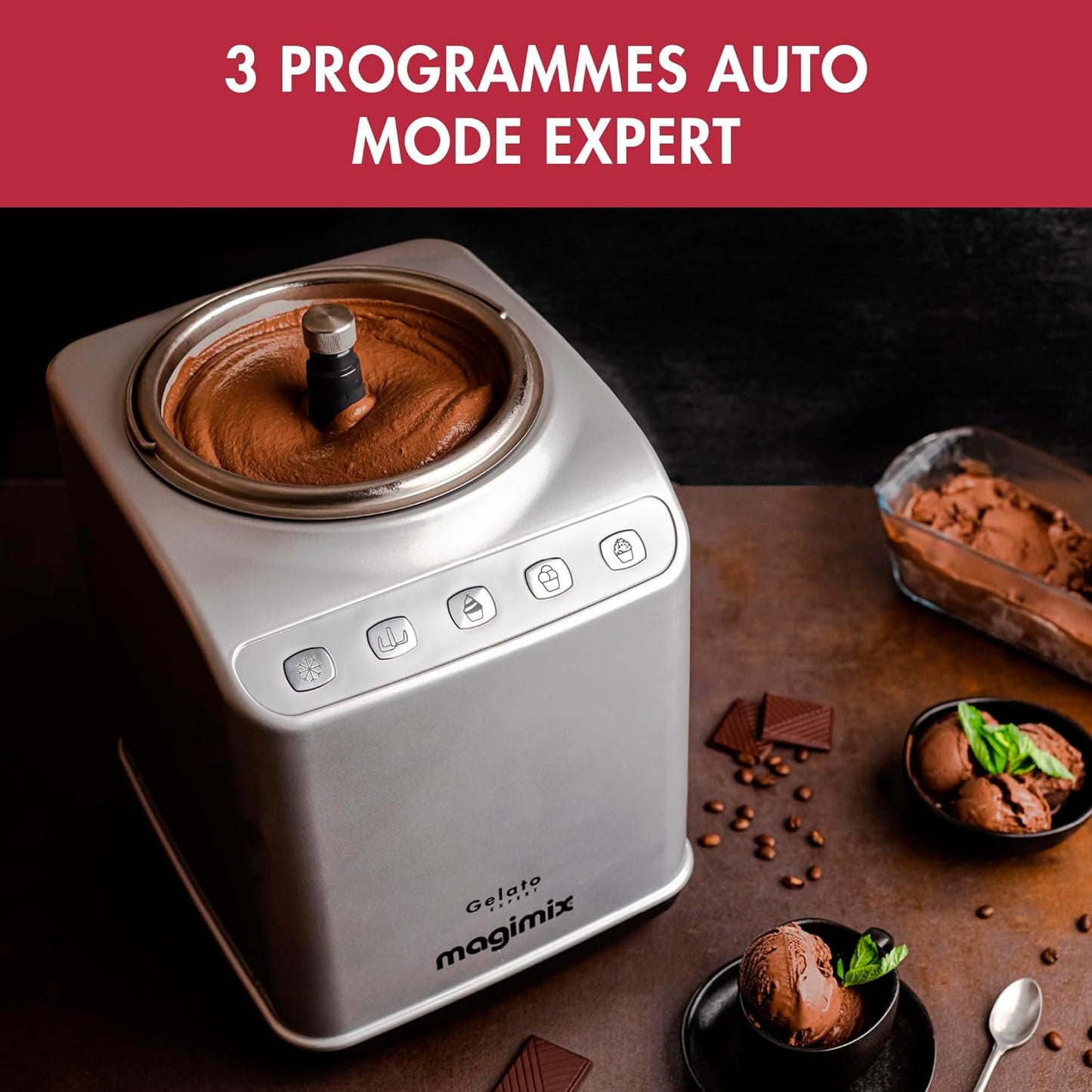 Magimix Gelato Expert sorbetière 11680, turbine pro, granité/glace italienne