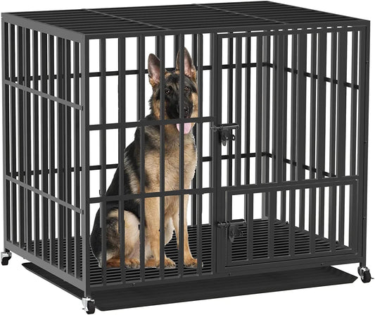 BingoPaw cage chien XXL 117x96x84cm métal avec roulettes, 3 portes, plateau amovible
