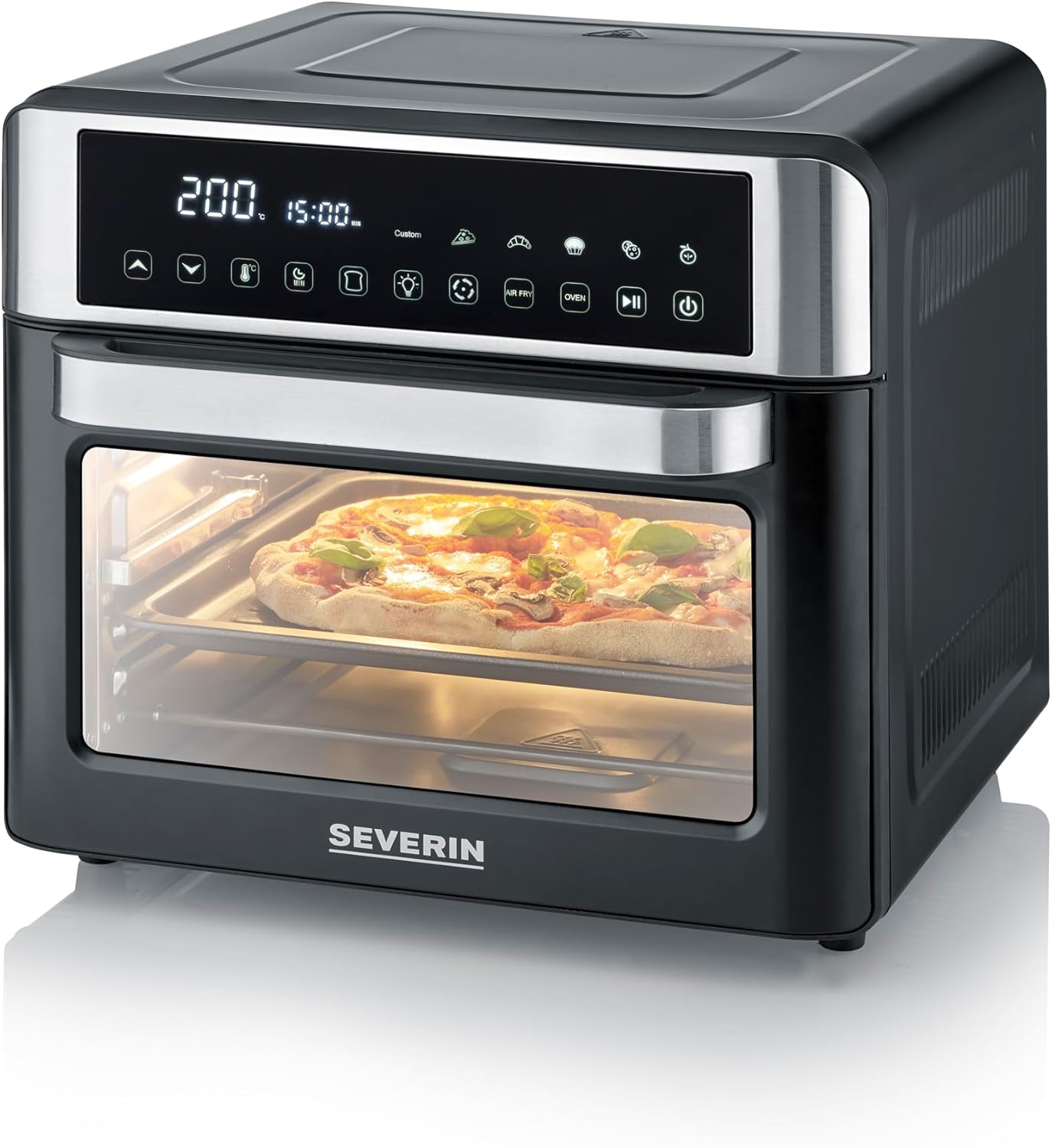 SEVERIN Mini-Four Air Chaud 12-en-1 25L Noir/Inox 2200W Écran Tactile TO9579