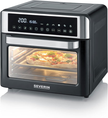 SEVERIN Mini-Four Air Chaud 12-en-1 25L Noir/Inox 2200W Écran Tactile TO9579