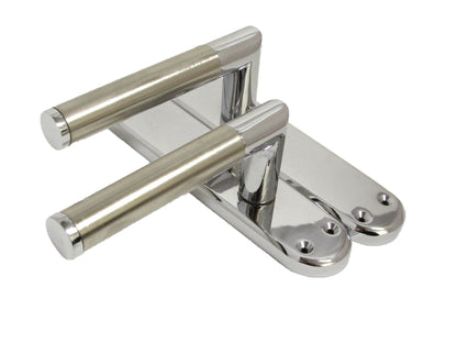 Poignées de porte à onglet, levier droit, pack Duo - Chrome satiné 180 mm