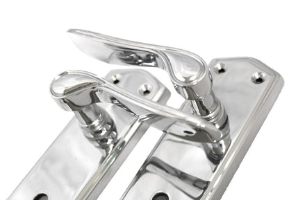 Poignées de porte Stellar à levier à défilement avec serrure de salle de bain interne - Chrome 170 mm x 50 mm