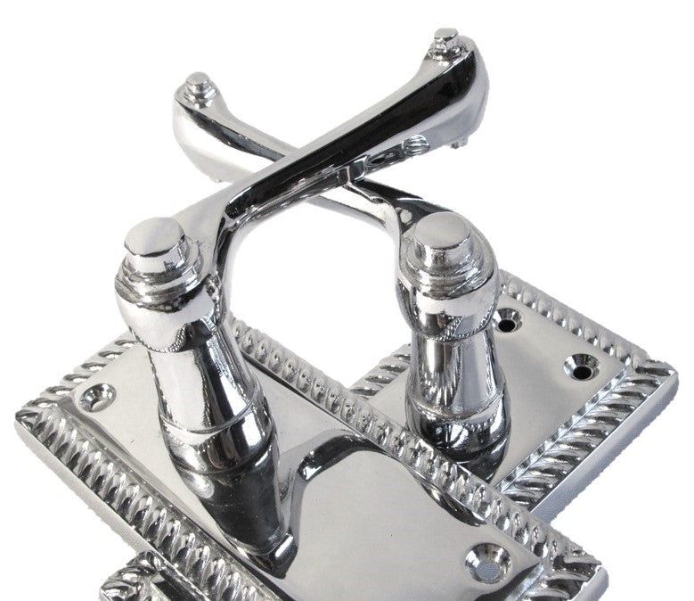 Poignées de porte à levier style géorgien avec bord cordé - Chrome 110 mm x 50 mm