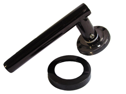 Poignées de porte à levier droit en T sur rosace - Pack nickel noir 125 mm