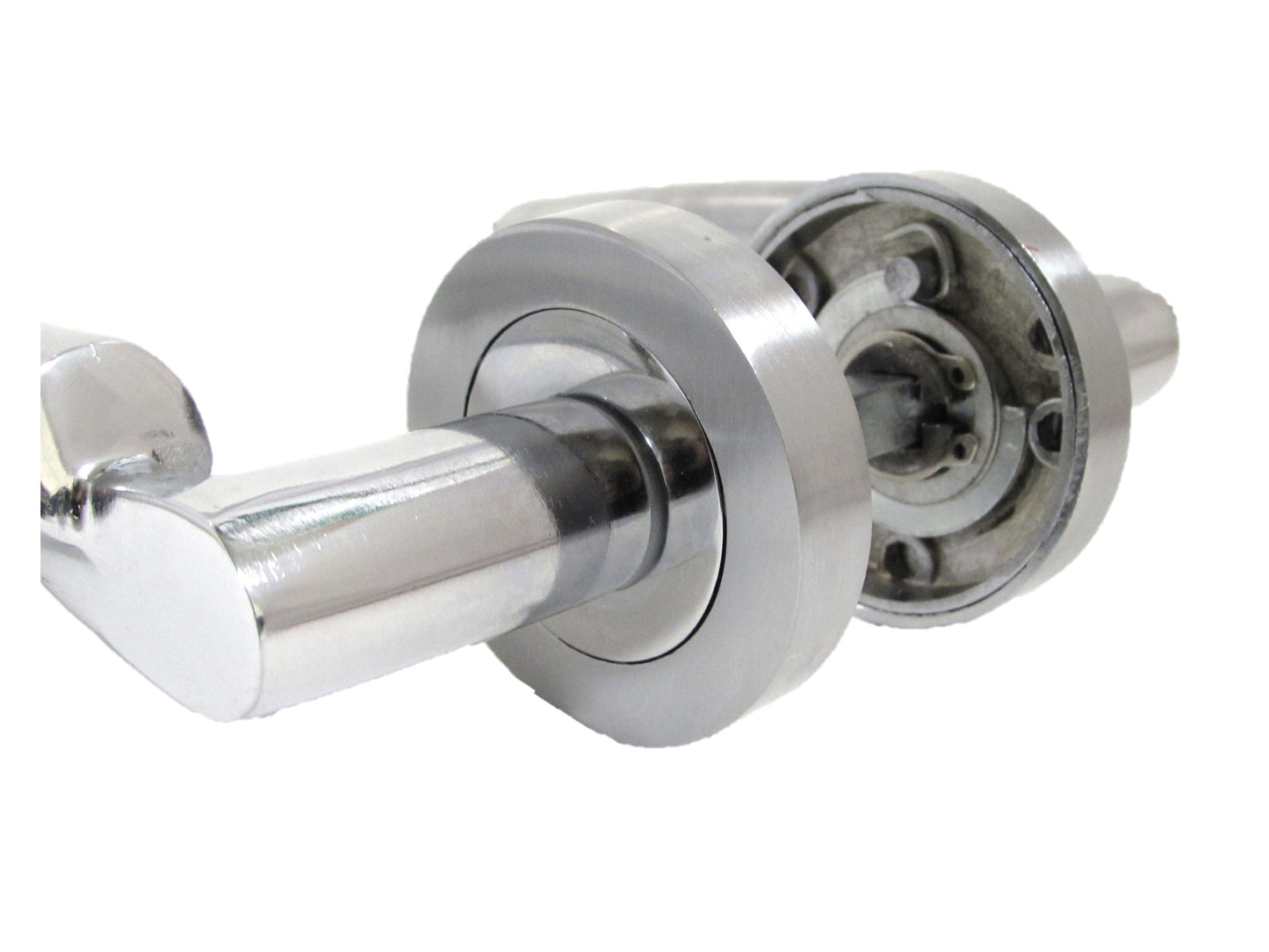 Poignées de porte Verona à levier sur rosace Duo - Chrome satiné 120 mm 