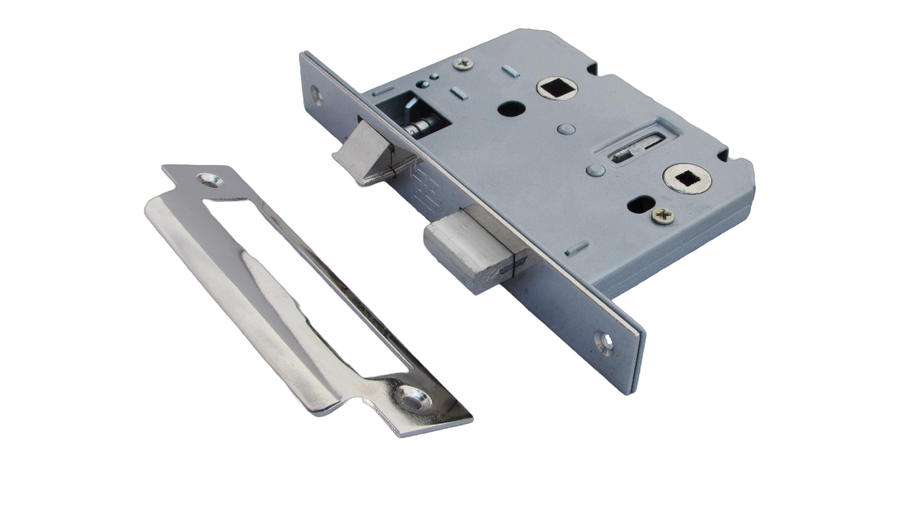 Serrure à mortaise pour salle de bain, serrure à guillotine en nickel, 7,6 cm, verrou traversant pour porte de bain réversible