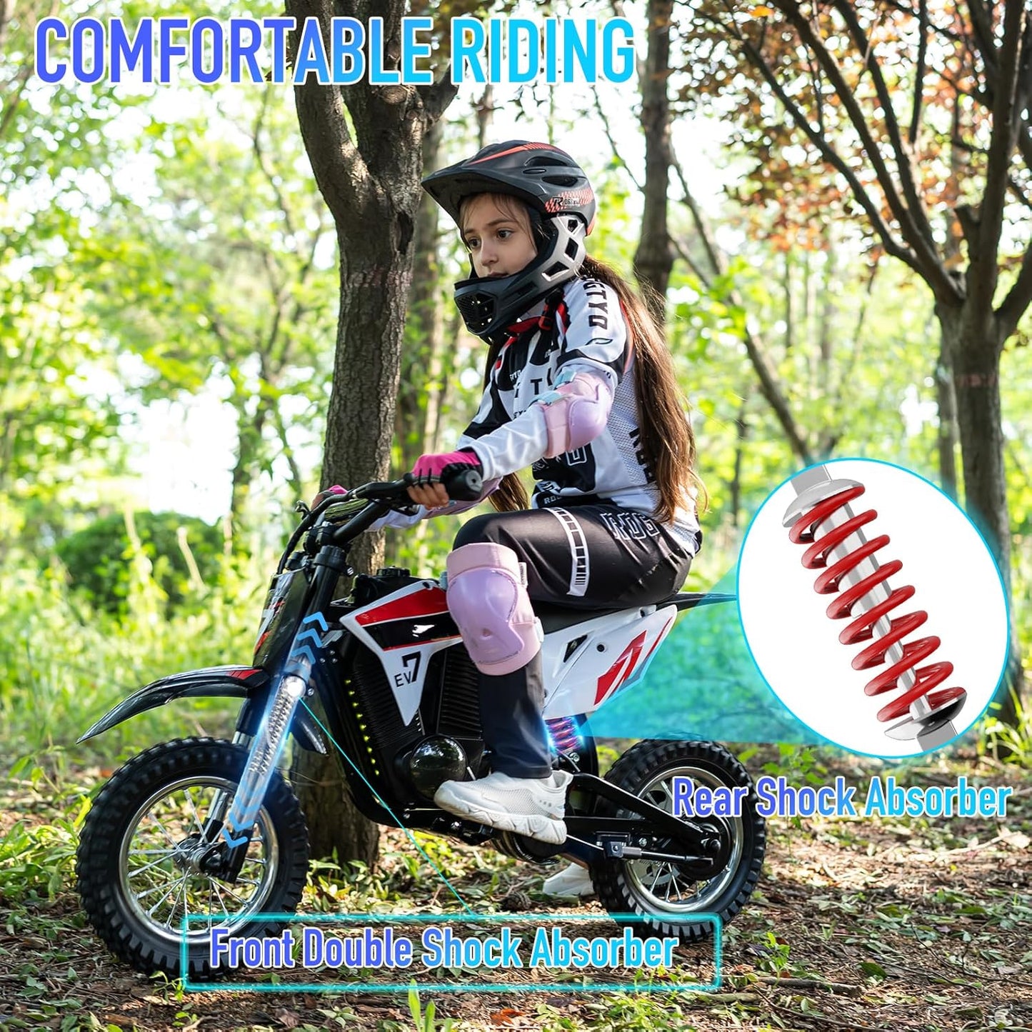 EVERCROSS EV12M Pro moto enfant 300W, LED, Bluetooth, autonomie 15km