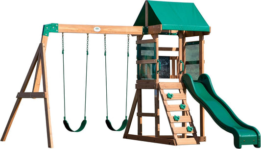 Backyard Discovery aire jeux bois Buckley Hill, balançoire, bac sable, toboggan