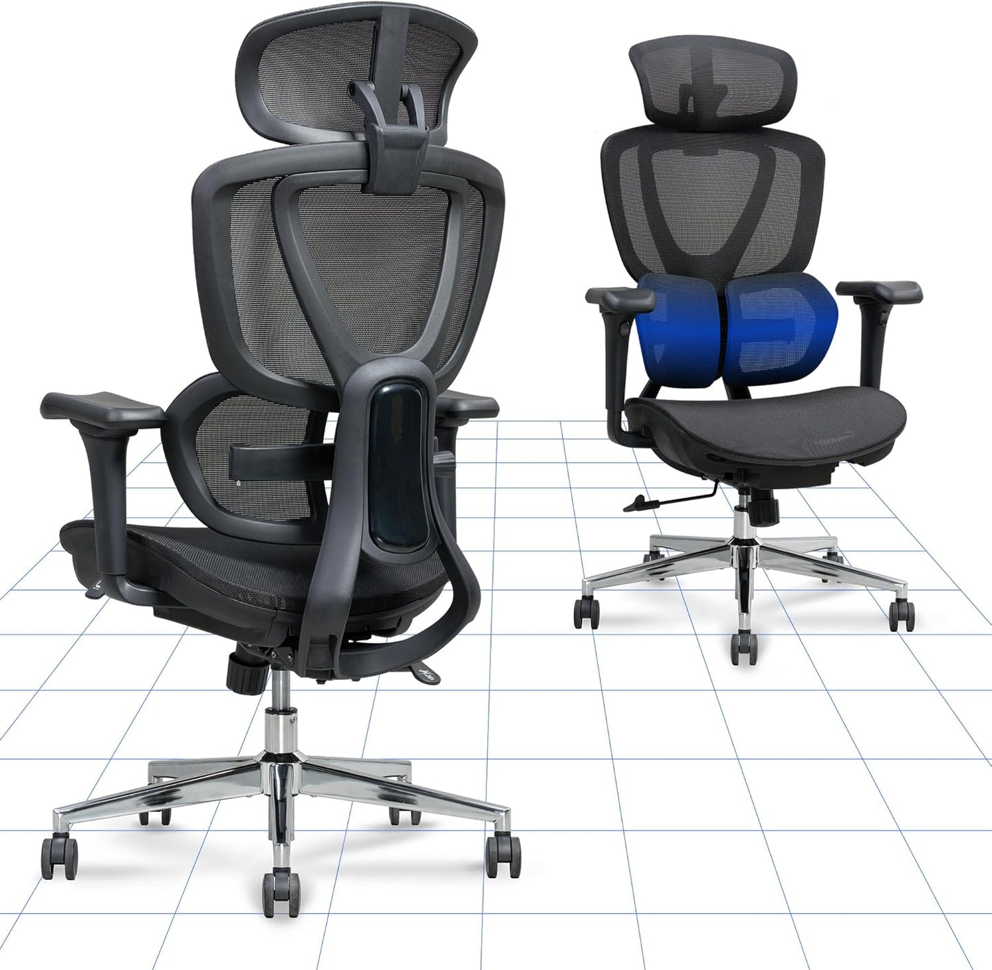 FLEXISPOT ErgoX Max chaise bureau ergonomique, lombaire, appui 3D, noir