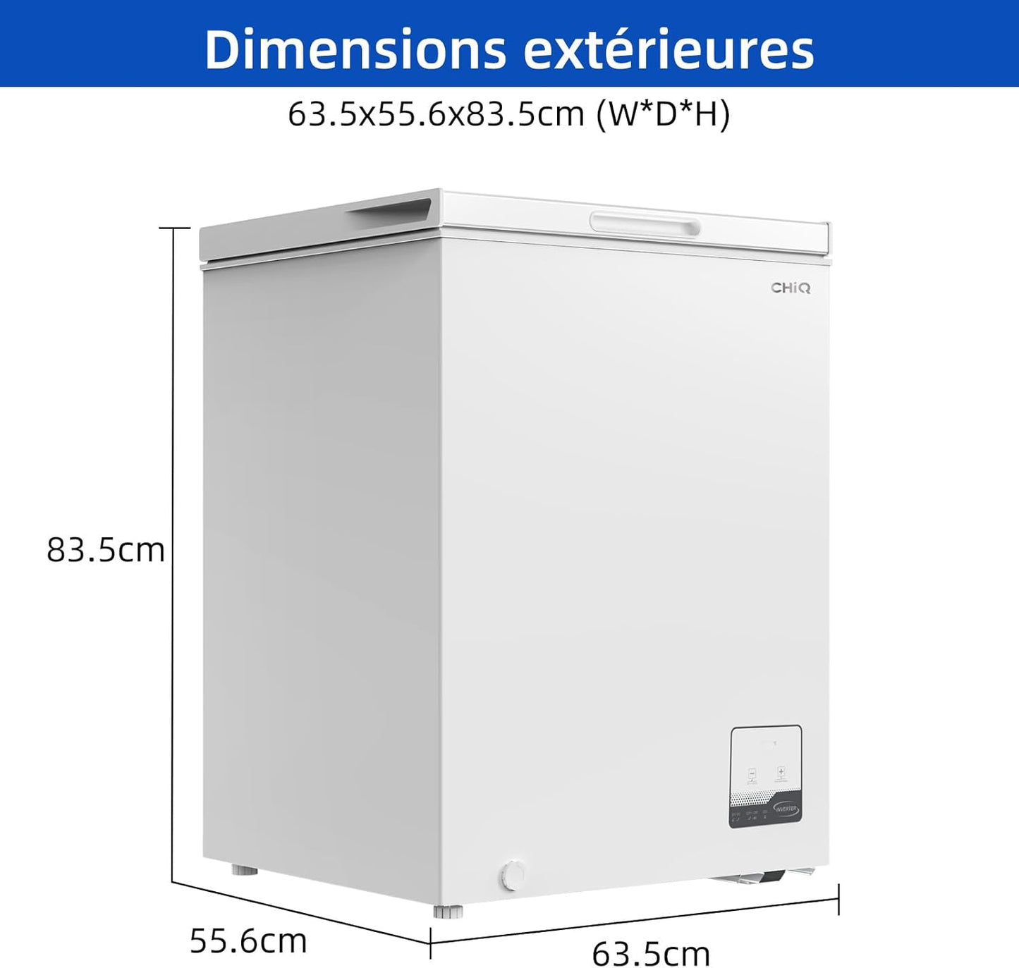 CHiQ congélateur coffre 142L, inverter, -32°C rapide, grille métal, silencieux