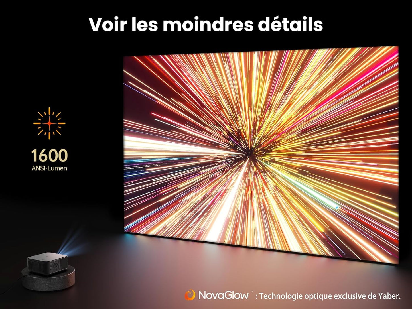 Yaber K3 vidéoprojecteur 1600ANSI, son JBL 30W, WiFi6 Bluetooth, Google TV, gris