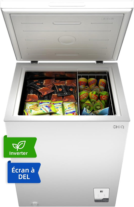 CHiQ congélateur coffre 142L, inverter, -32°C rapide, grille métal, silencieux